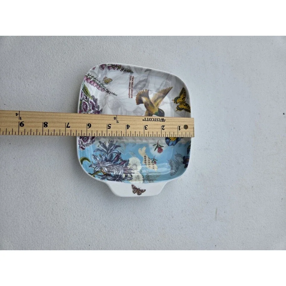 Portmeirion Botanic Hummingbird Square Canape Dish Plate 7.25